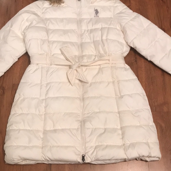 US Polo Assn White Puffer Fur Coat - Picture 3 of 6